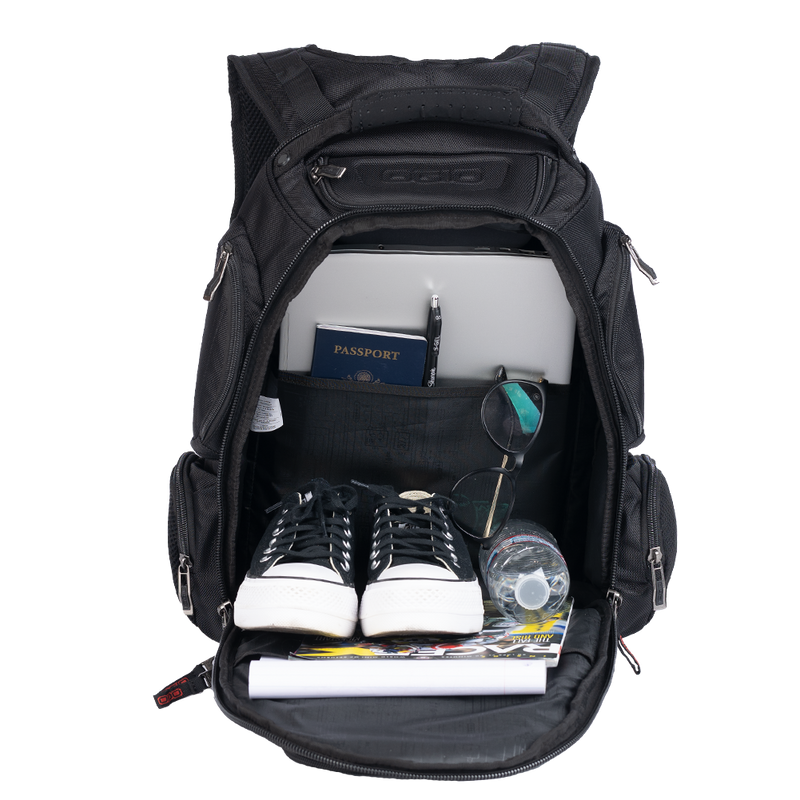 1900 scansmart tsa laptop backpack black white dot OGIO REV LAPTOP BACKPACK – O'NEAL